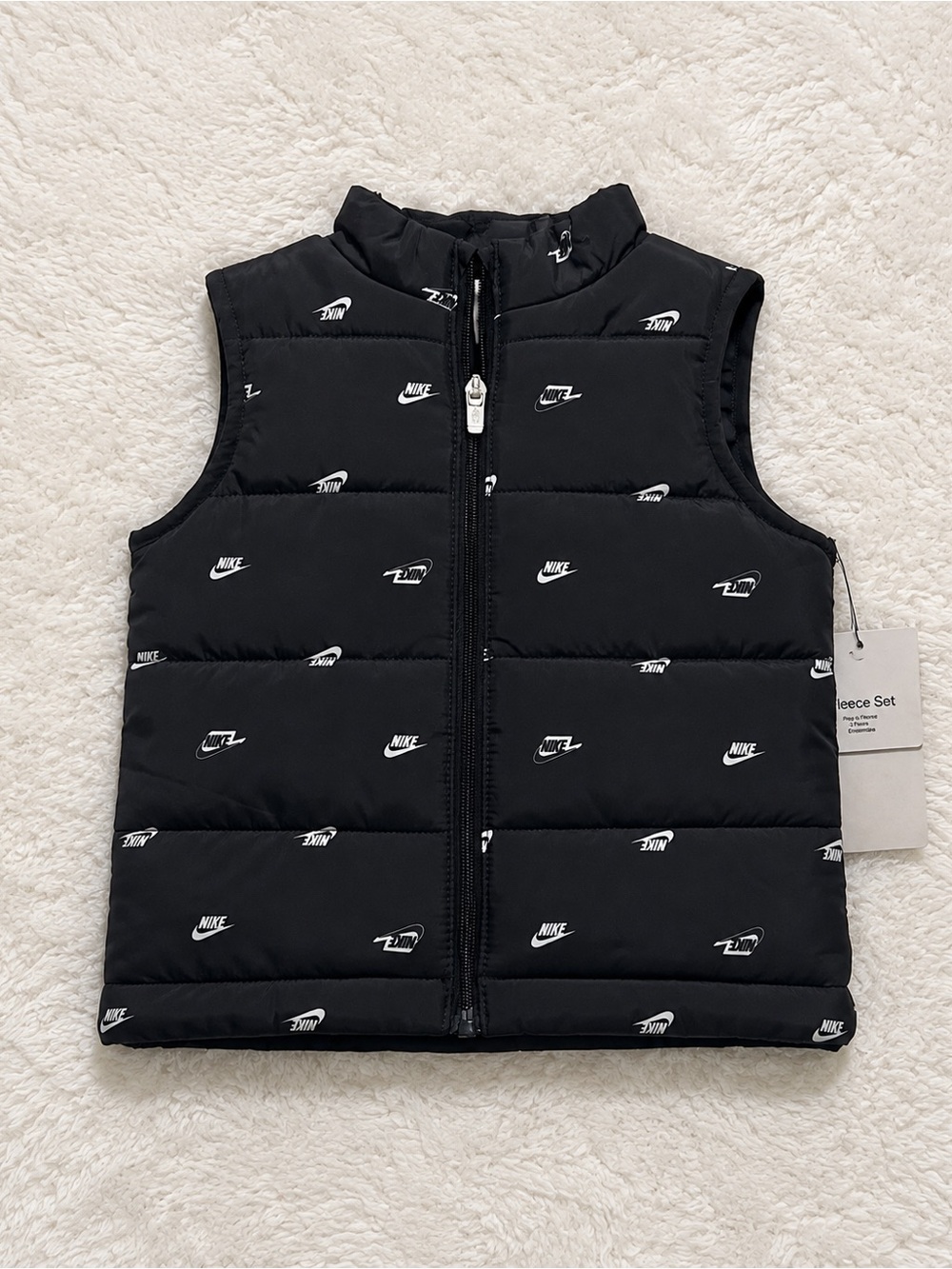 Nike Black Kids Puffer Vest with Allover Logo